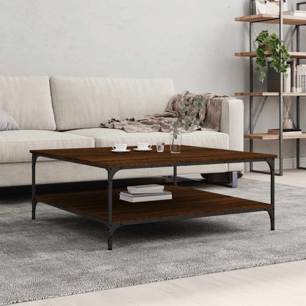 Table basse chêne marron 100x100x40 cm bois d'ingénierie - XIOS