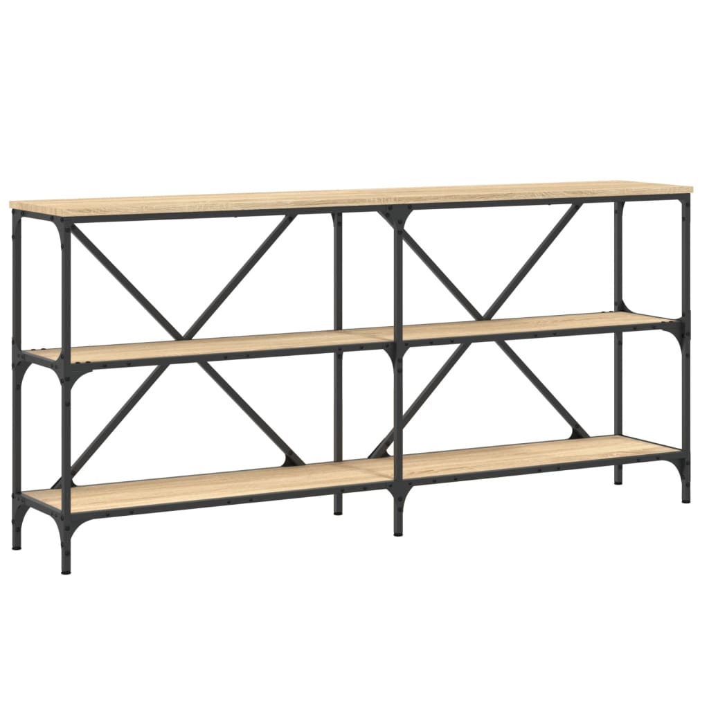 Table console chêne sonoma 160x30x75cm bois d'ingénierie et fer - XIOS