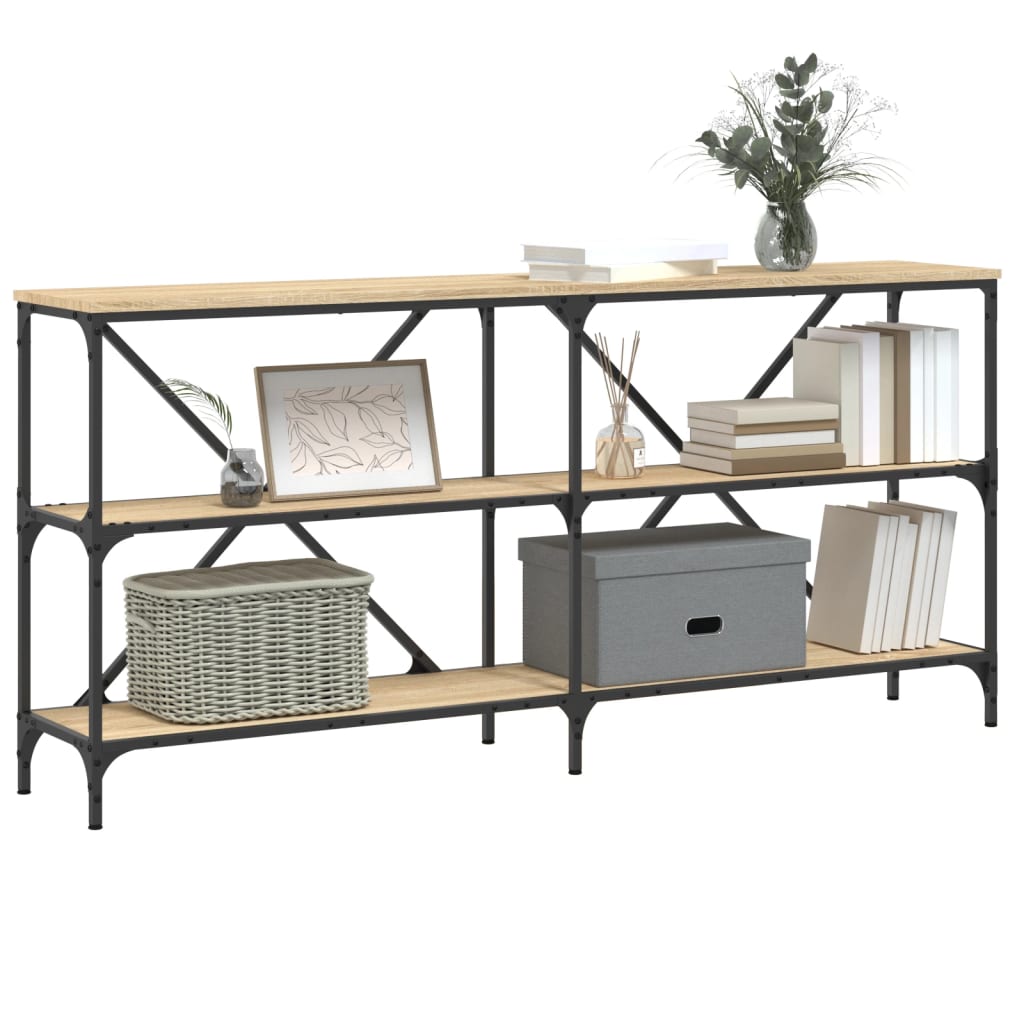 Table console chêne sonoma 160x30x75cm bois d'ingénierie et fer - XIOS