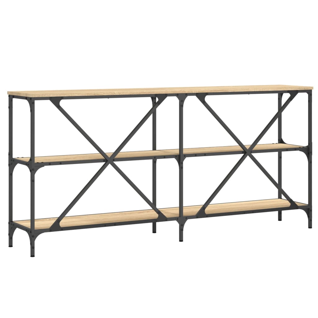 Table console chêne sonoma 160x30x75cm bois d'ingénierie et fer - XIOS