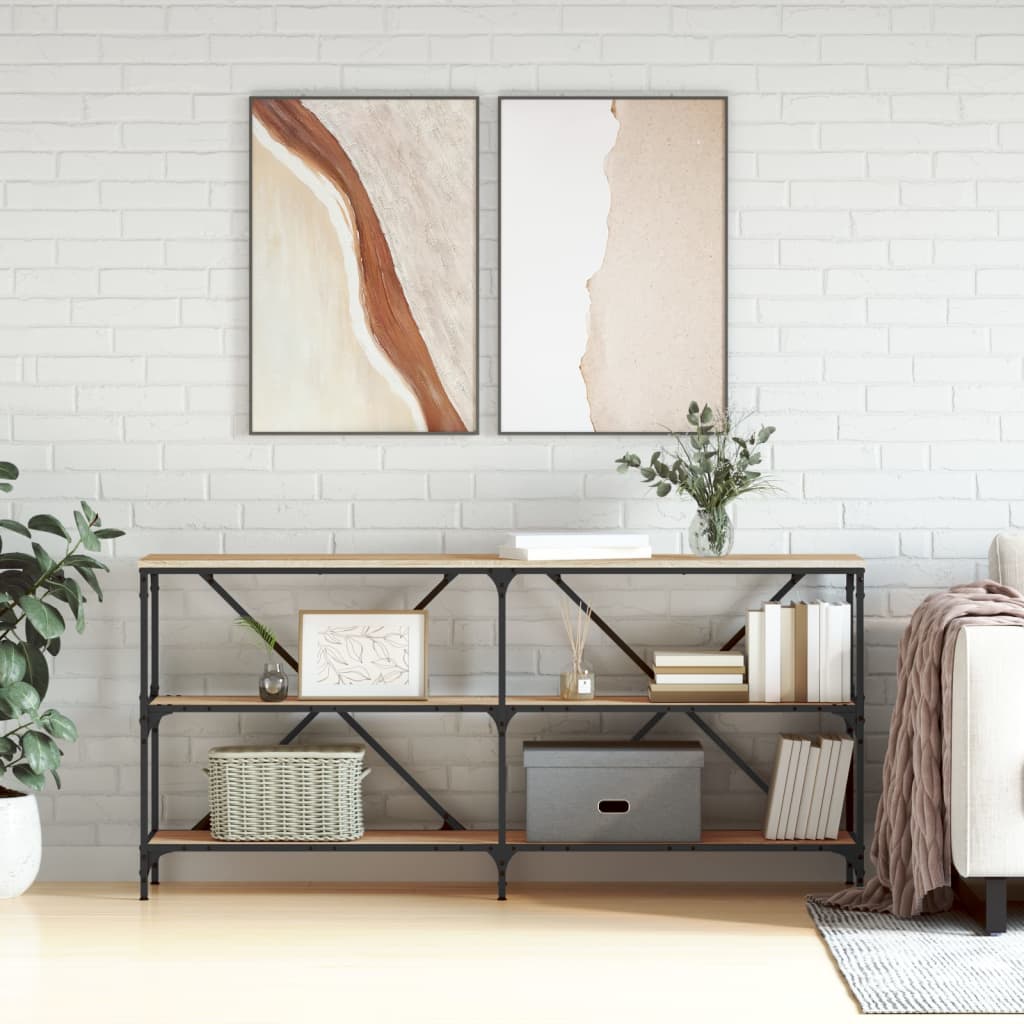 Table console chêne sonoma 160x30x75cm bois d'ingénierie et fer - XIOS