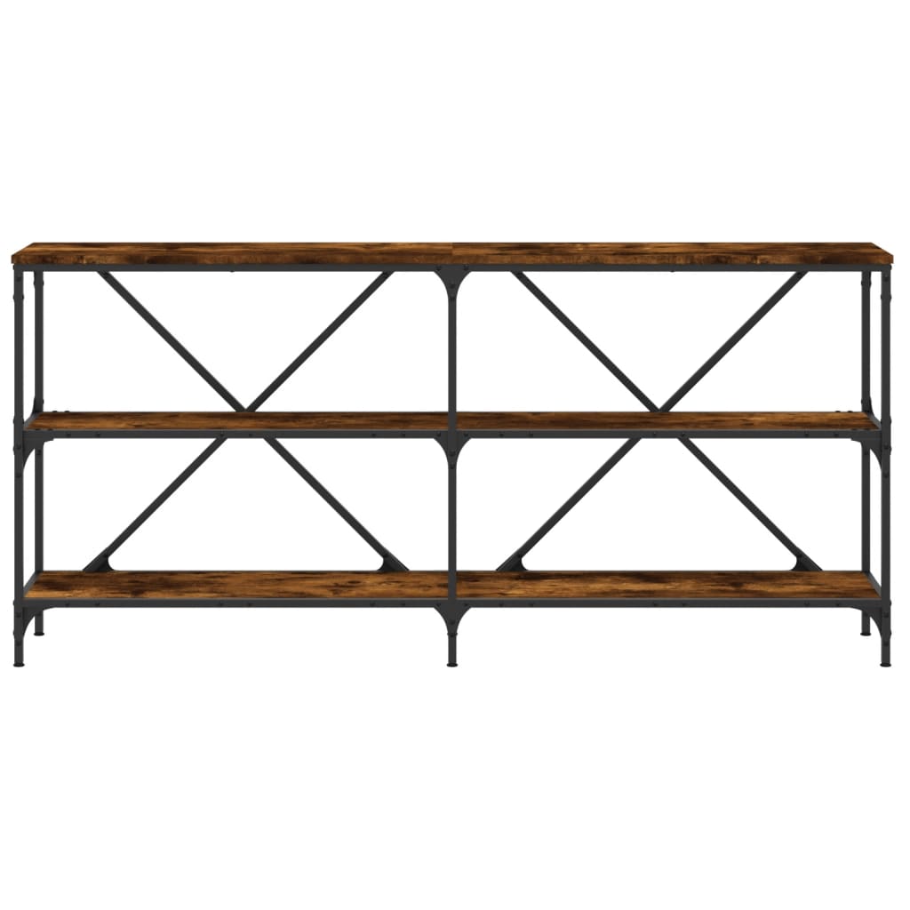 Table console chêne fumé 160x30x75 cm bois d'ingénierie et fer - XIOS