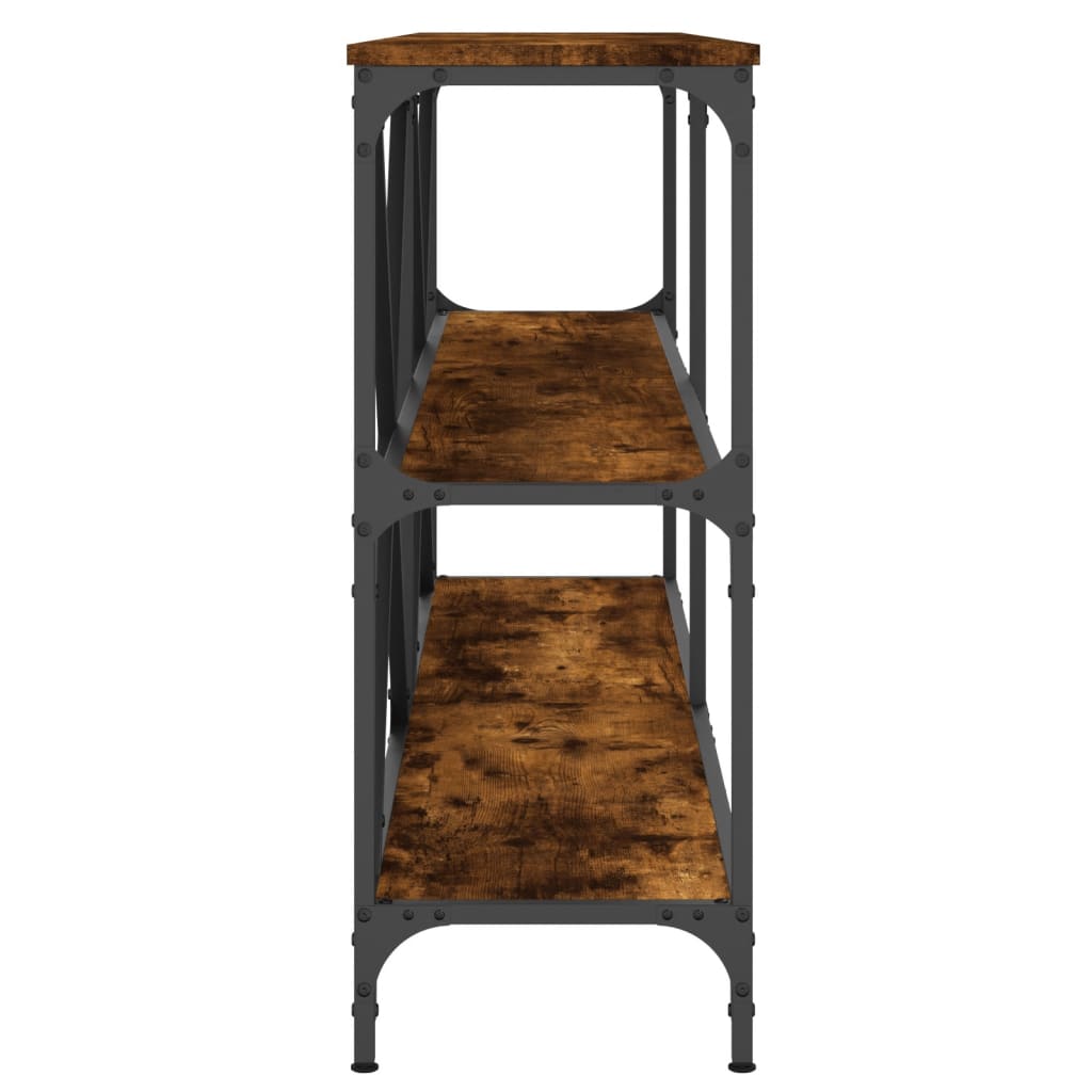 Table console chêne fumé 160x30x75 cm bois d'ingénierie et fer - XIOS