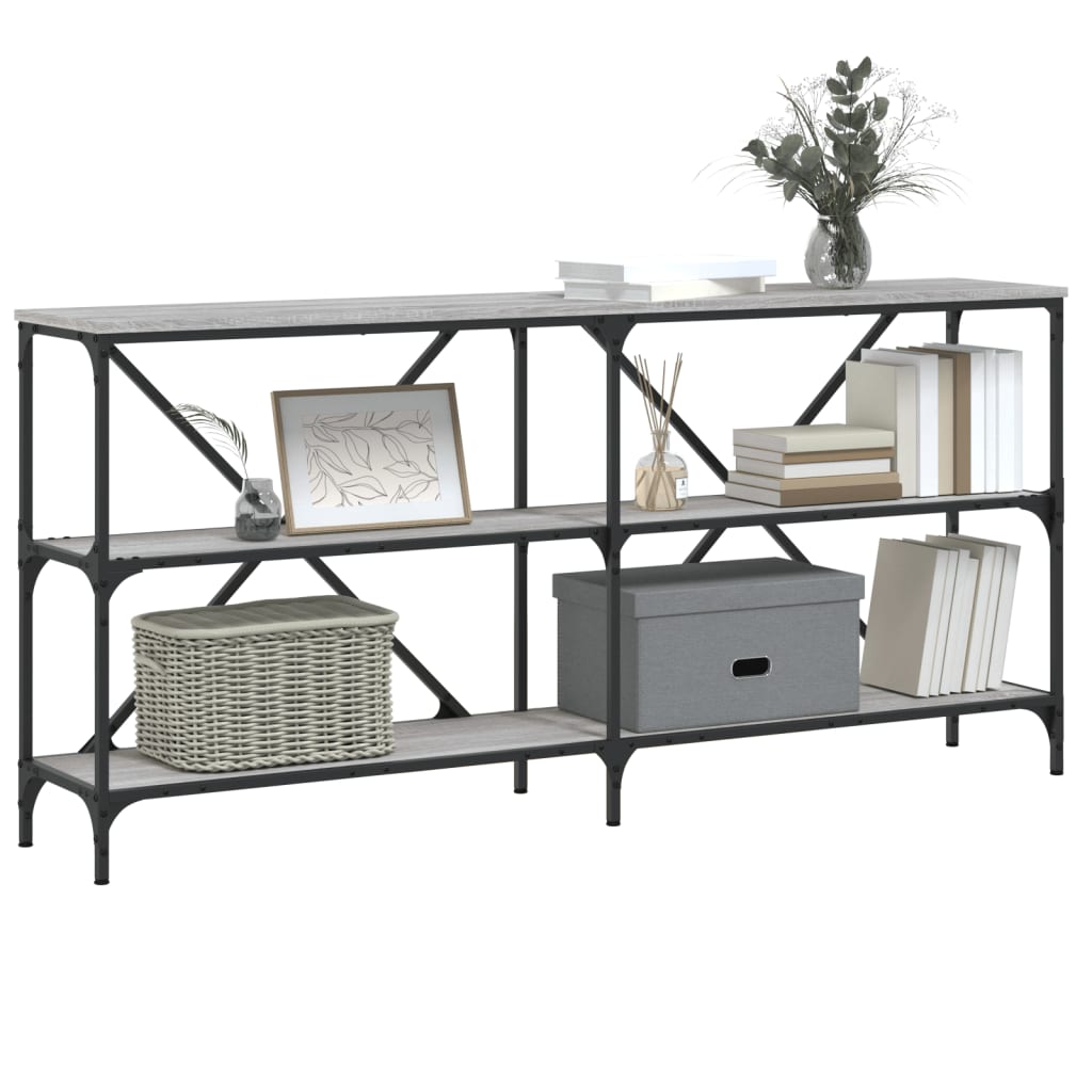 Table console sonoma gris 160x30x75 cm bois d'ingénierie et fer - XIOS
