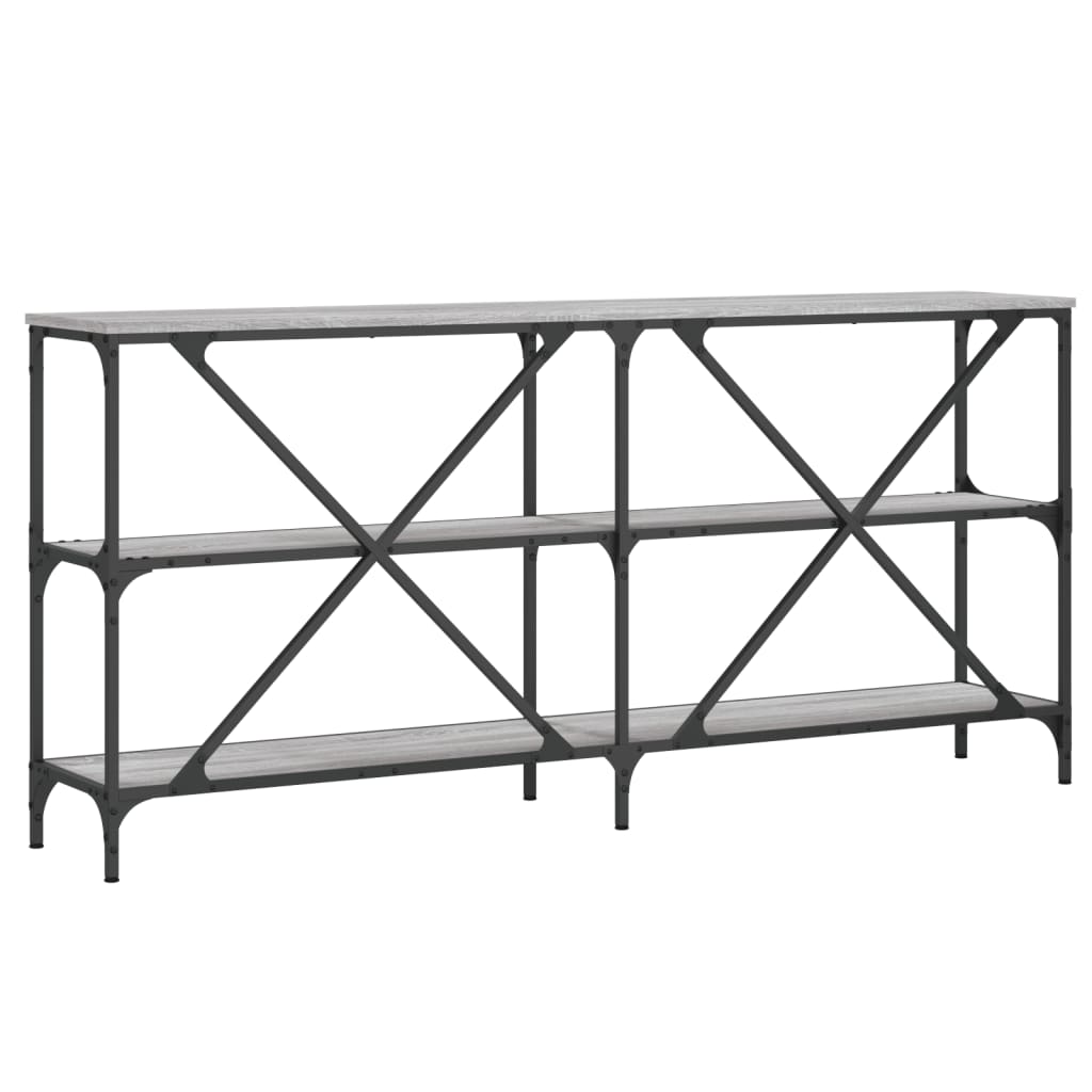 Table console sonoma gris 160x30x75 cm bois d'ingénierie et fer - XIOS