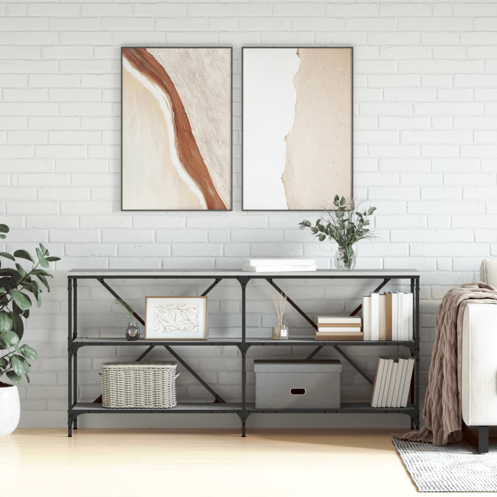 Table console sonoma gris 160x30x75 cm bois d'ingénierie et fer - XIOS