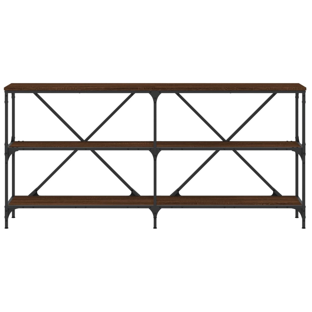 Table console chêne marron 160x30x75cm bois d'ingénierie et fer - XIOS