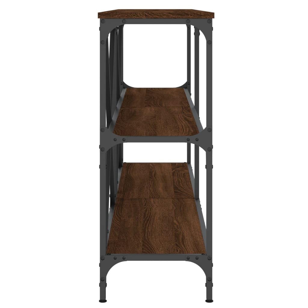 Table console chêne marron 160x30x75cm bois d'ingénierie et fer - XIOS