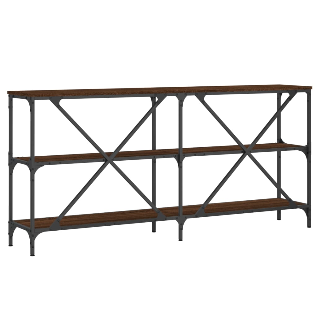 Table console chêne marron 160x30x75cm bois d'ingénierie et fer - XIOS