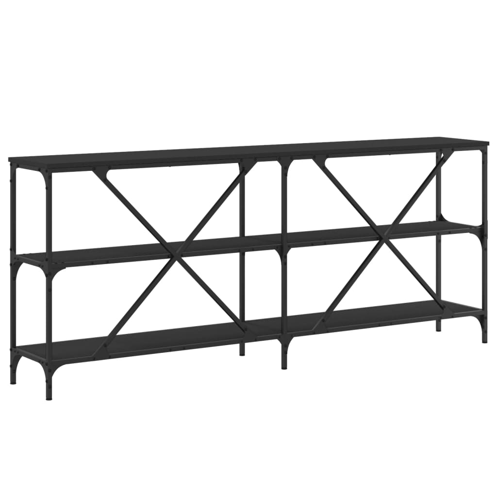 Table console noir 180x30x75 cm bois d'ingénierie et fer - XIOS