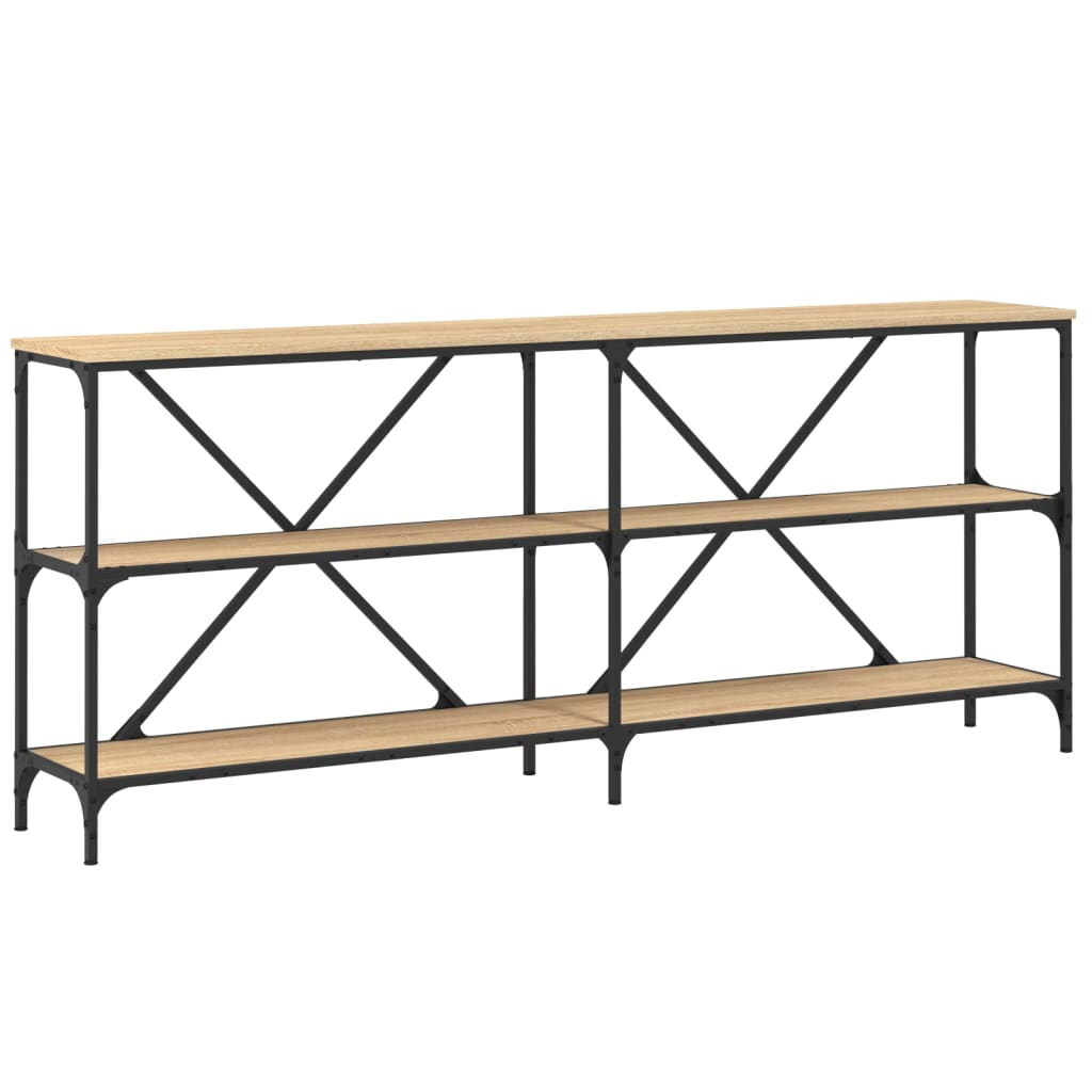 Table console chêne sonoma 180x30x75cm bois d'ingénierie et fer - XIOS