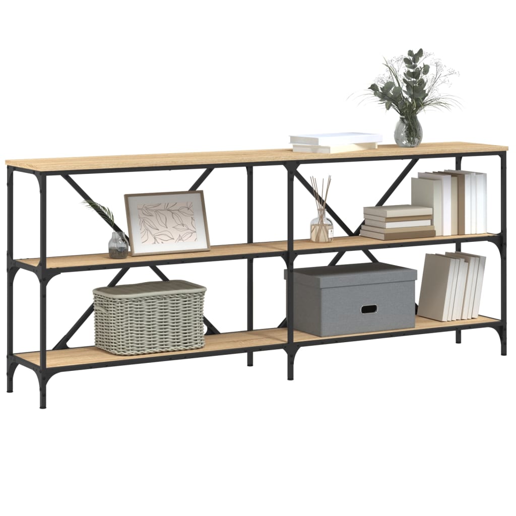 Table console chêne sonoma 180x30x75cm bois d'ingénierie et fer - XIOS