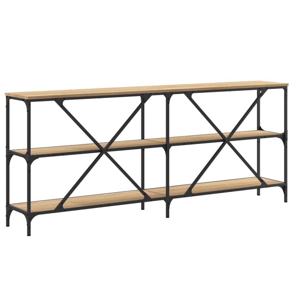 Table console chêne sonoma 180x30x75cm bois d'ingénierie et fer - XIOS
