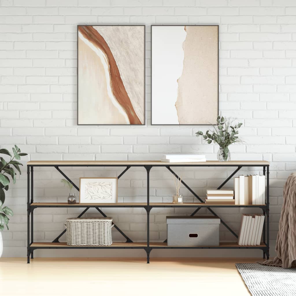 Table console chêne sonoma 180x30x75cm bois d'ingénierie et fer - XIOS