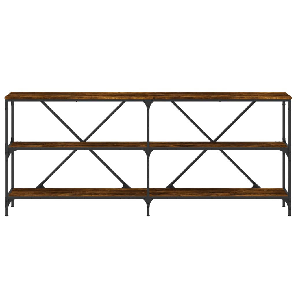 Table console chêne fumé 180x30x75 cm bois d'ingénierie et fer - XIOS