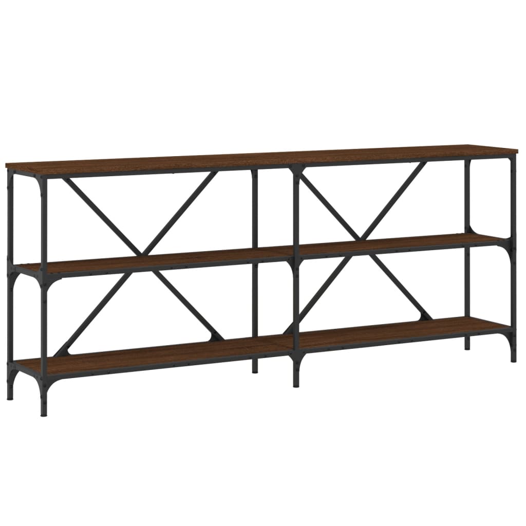 Table console chêne marron 180x30x75 bois d'ingénierie et fer - XIOS
