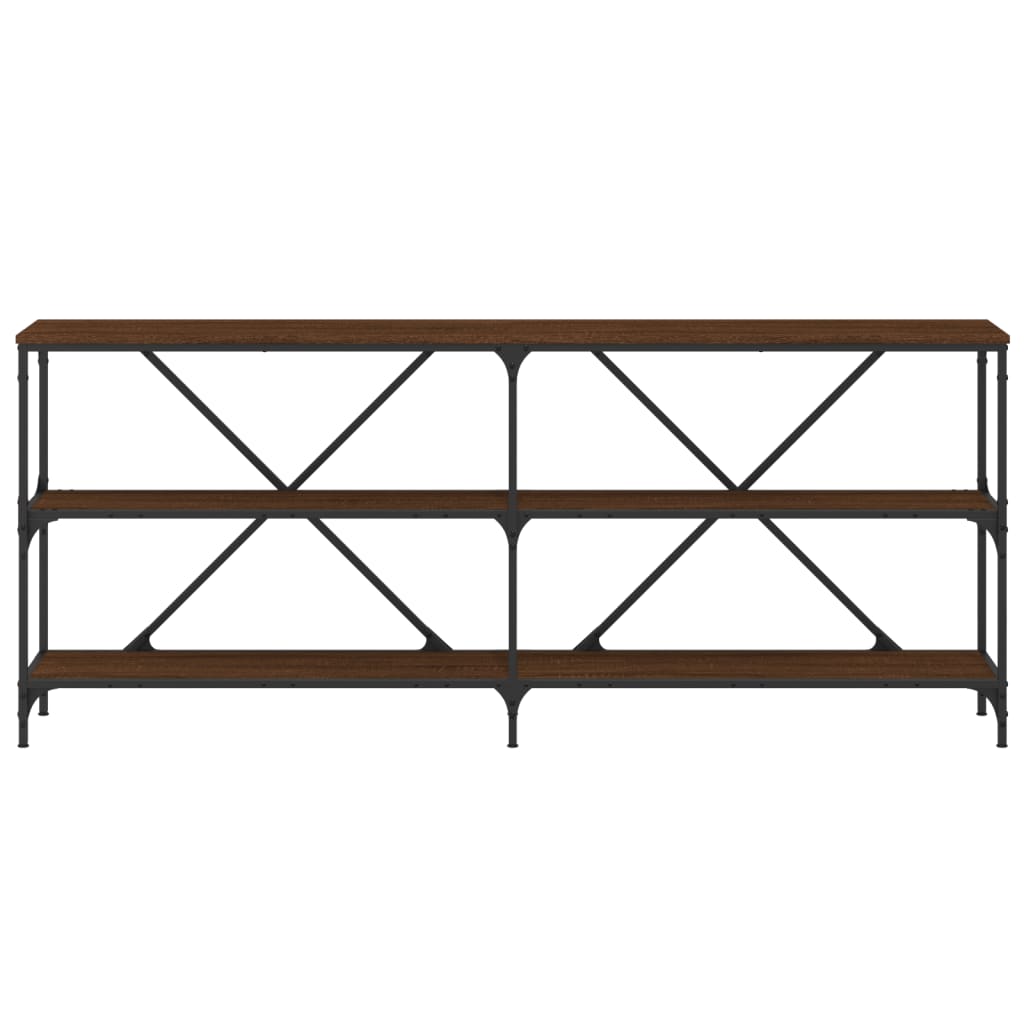 Table console chêne marron 180x30x75 bois d'ingénierie et fer - XIOS