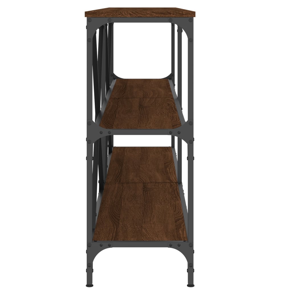 Table console chêne marron 180x30x75 bois d'ingénierie et fer - XIOS