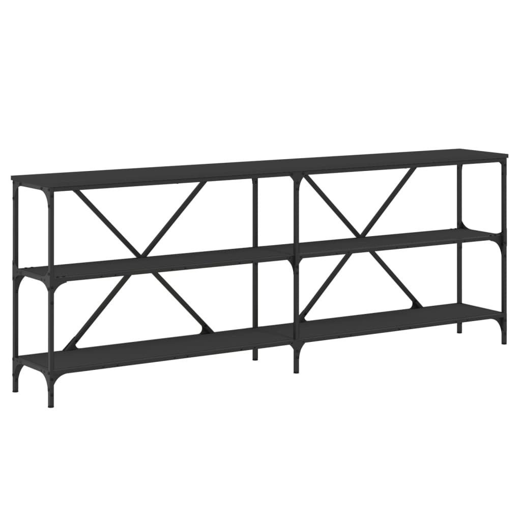 Table console noir 200x30x75 cm bois d'ingénierie et fer - XIOS