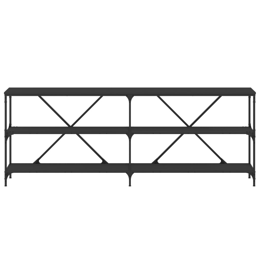 Table console noir 200x30x75 cm bois d'ingénierie et fer - XIOS