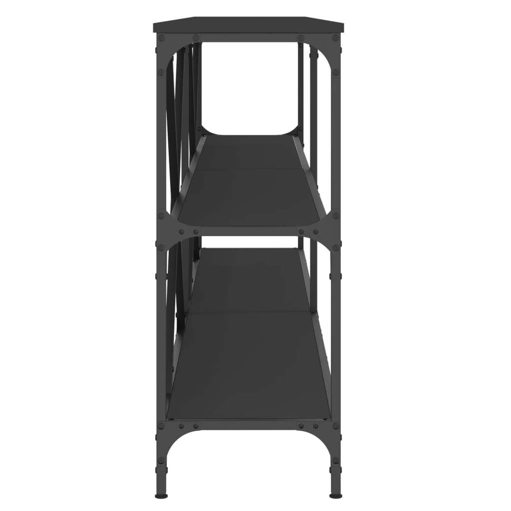 Table console noir 200x30x75 cm bois d'ingénierie et fer - XIOS