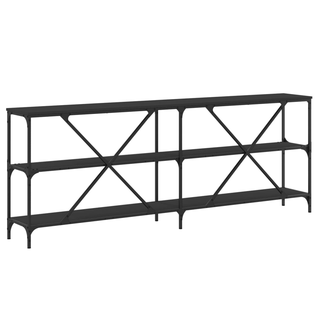 Table console noir 200x30x75 cm bois d'ingénierie et fer - XIOS