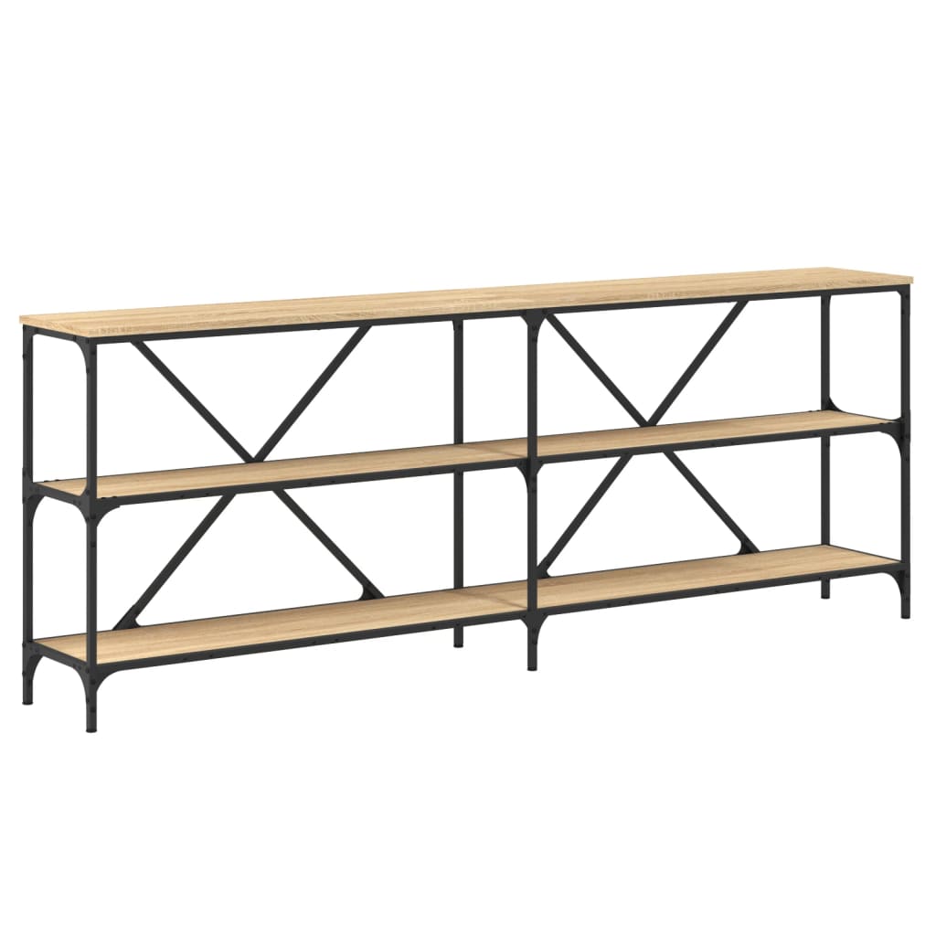 Table console chêne sonoma 200x30x75cm bois d'ingénierie et fer - XIOS