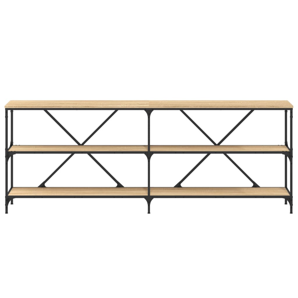 Table console chêne sonoma 200x30x75cm bois d'ingénierie et fer - XIOS