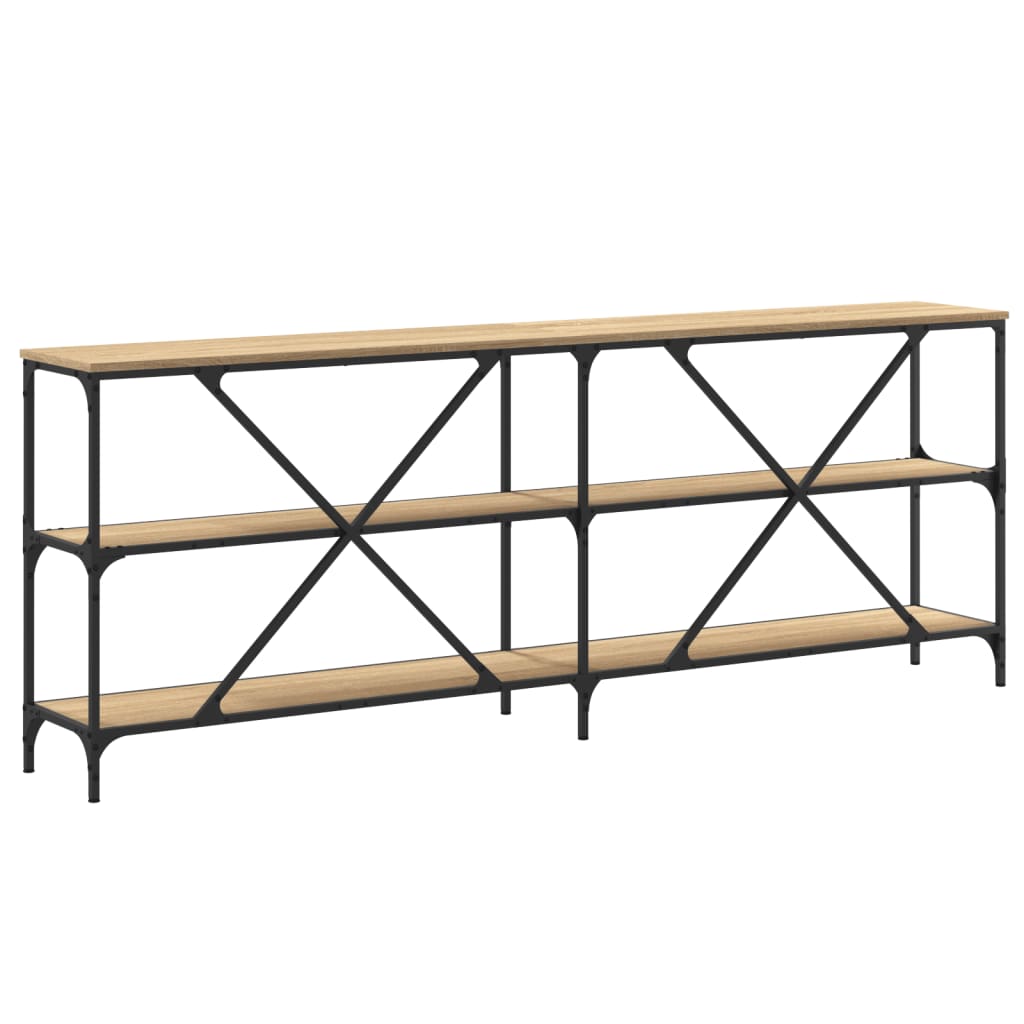 Table console chêne sonoma 200x30x75cm bois d'ingénierie et fer - XIOS