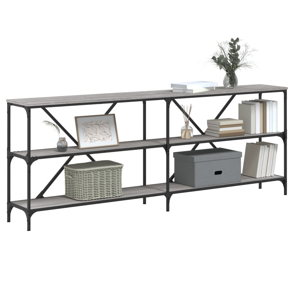 Table console sonoma gris 200x30x75 cm bois d'ingénierie et fer - XIOS