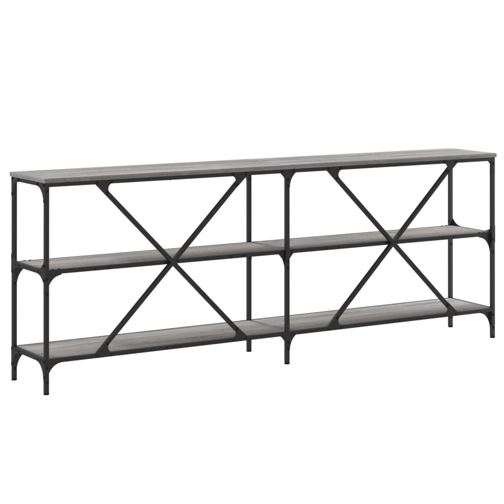 Table console sonoma gris 200x30x75 cm bois d'ingénierie et fer - XIOS