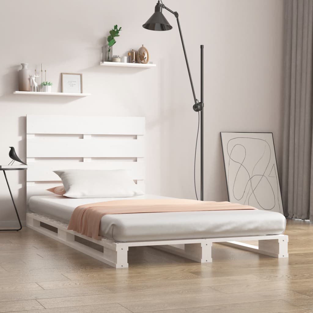 Cadre de lit Blanc 90x190 cm Bois de pin massif Simple - XIOS