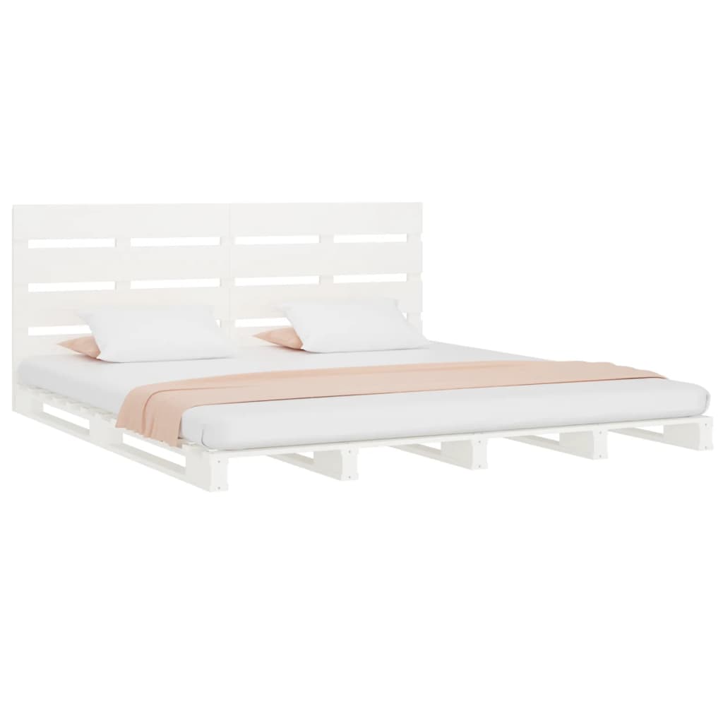 Cadre de lit sans matelas blanc 140x190 cm bois de pin massif - XIOS