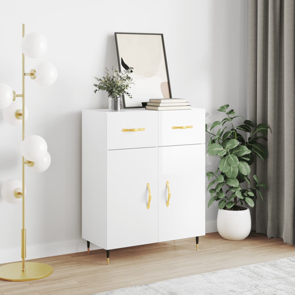 Buffet Blanc brillant 69,5x34x90 cm Bois d'ingénierie - XIOS
