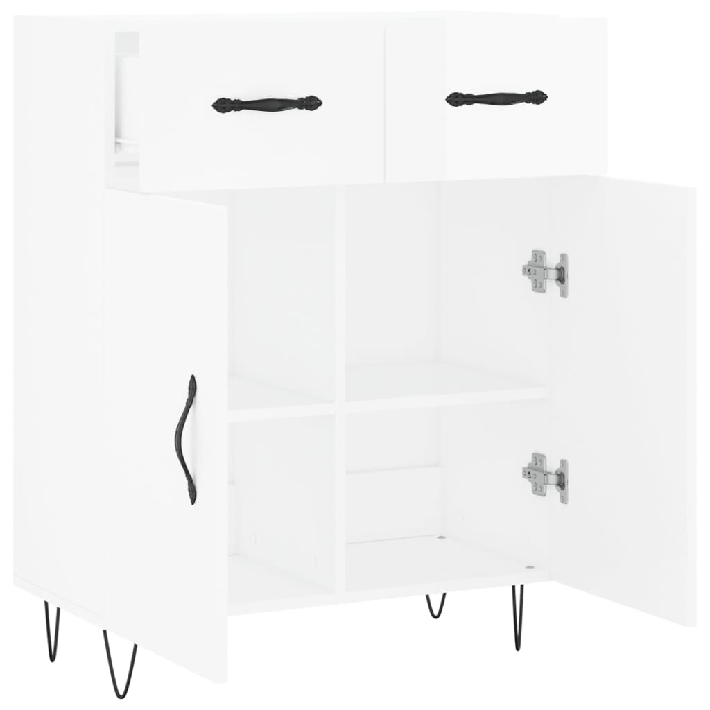 Buffet Blanc brillant 69,5x34x90 cm Bois d'ingénierie - XIOS