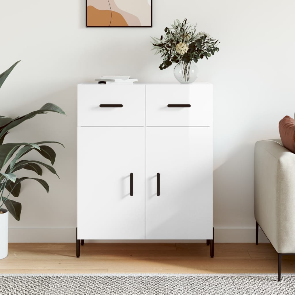 Buffet Blanc brillant 69,5x34x90 cm Bois d'ingénierie - XIOS