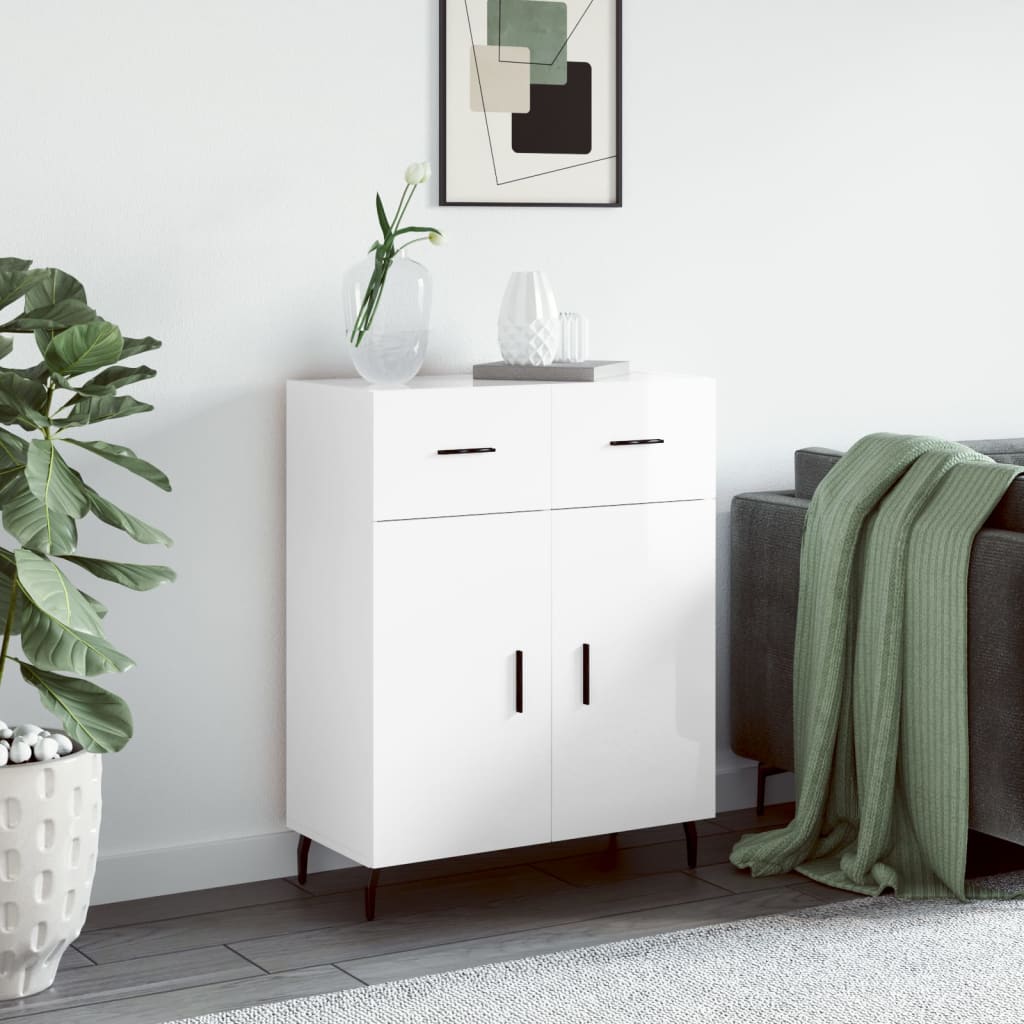 Buffet Blanc brillant 69,5x34x90 cm Bois d'ingénierie - XIOS