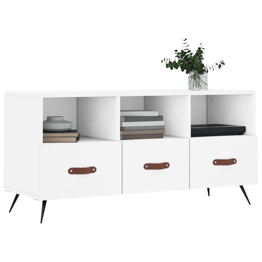 Meuble TV blanc 102x36x50 cm bois d'ingénierie - XIOS