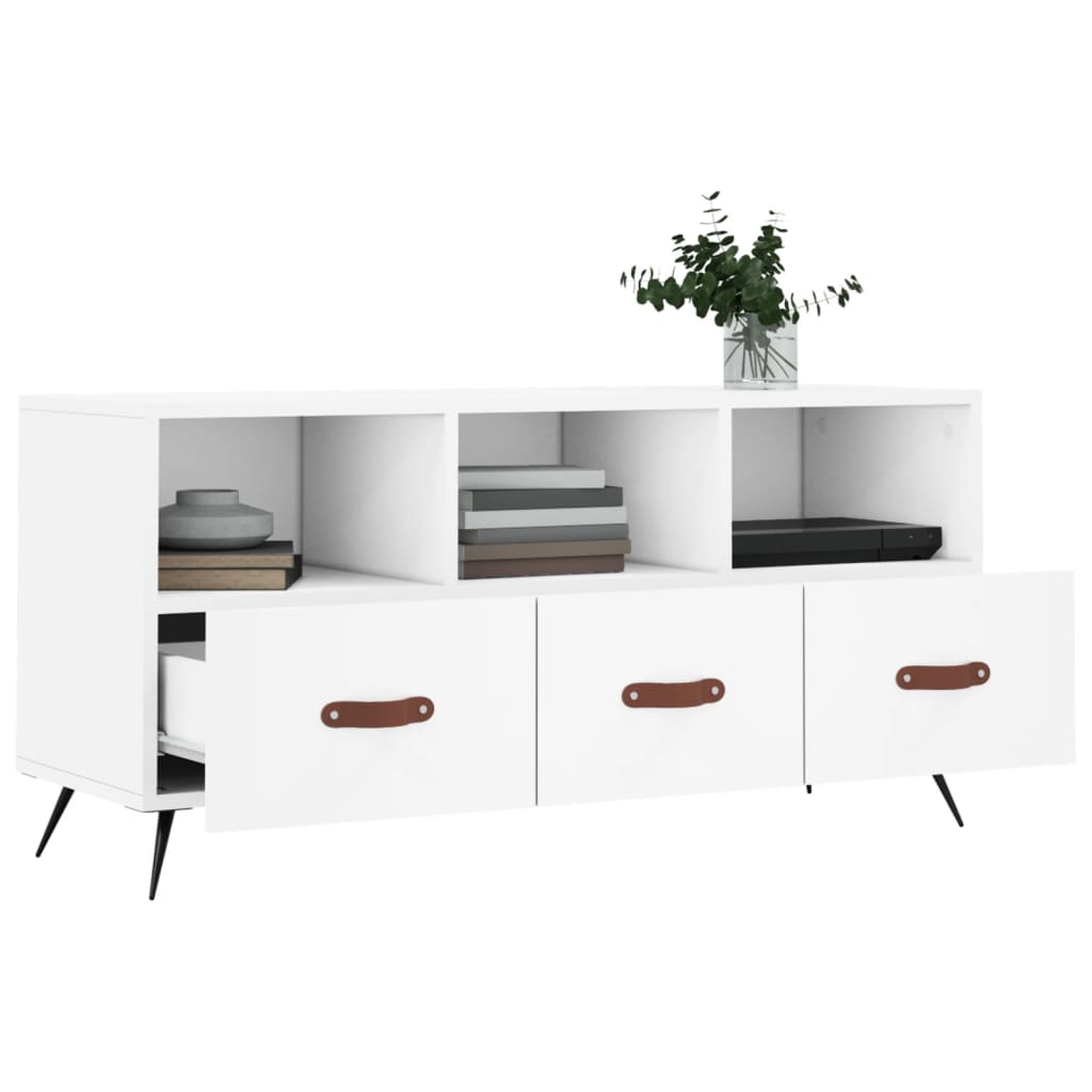 Meuble TV blanc 102x36x50 cm bois d'ingénierie - XIOS