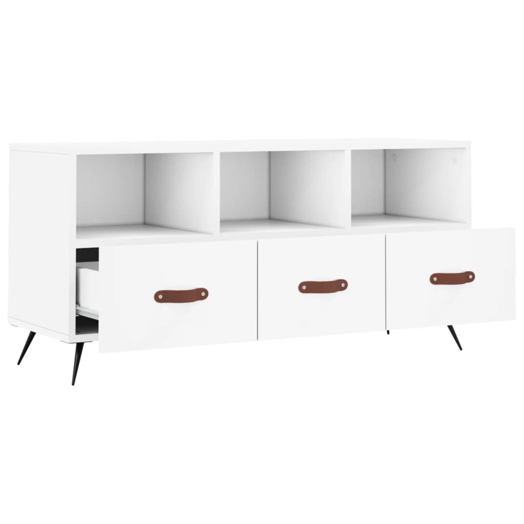 Meuble TV blanc 102x36x50 cm bois d'ingénierie - XIOS