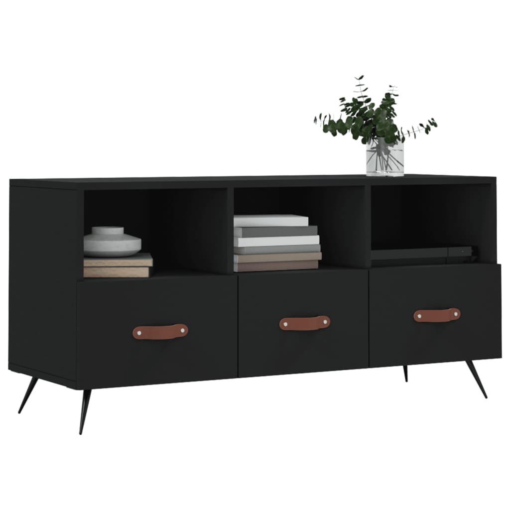Meuble TV noir 102x36x50 cm bois d'ingénierie - XIOS