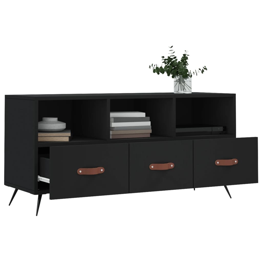 Meuble TV noir 102x36x50 cm bois d'ingénierie - XIOS