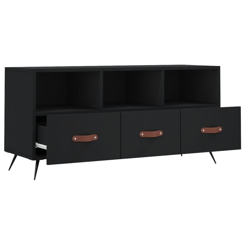 Meuble TV noir 102x36x50 cm bois d'ingénierie - XIOS