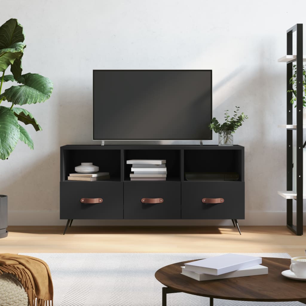 Meuble TV noir 102x36x50 cm bois d'ingénierie - XIOS