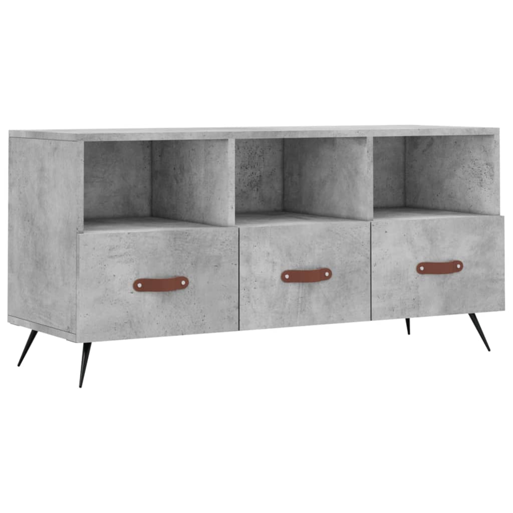 Meuble TV gris béton 102x36x50 cm bois d'ingénierie - XIOS