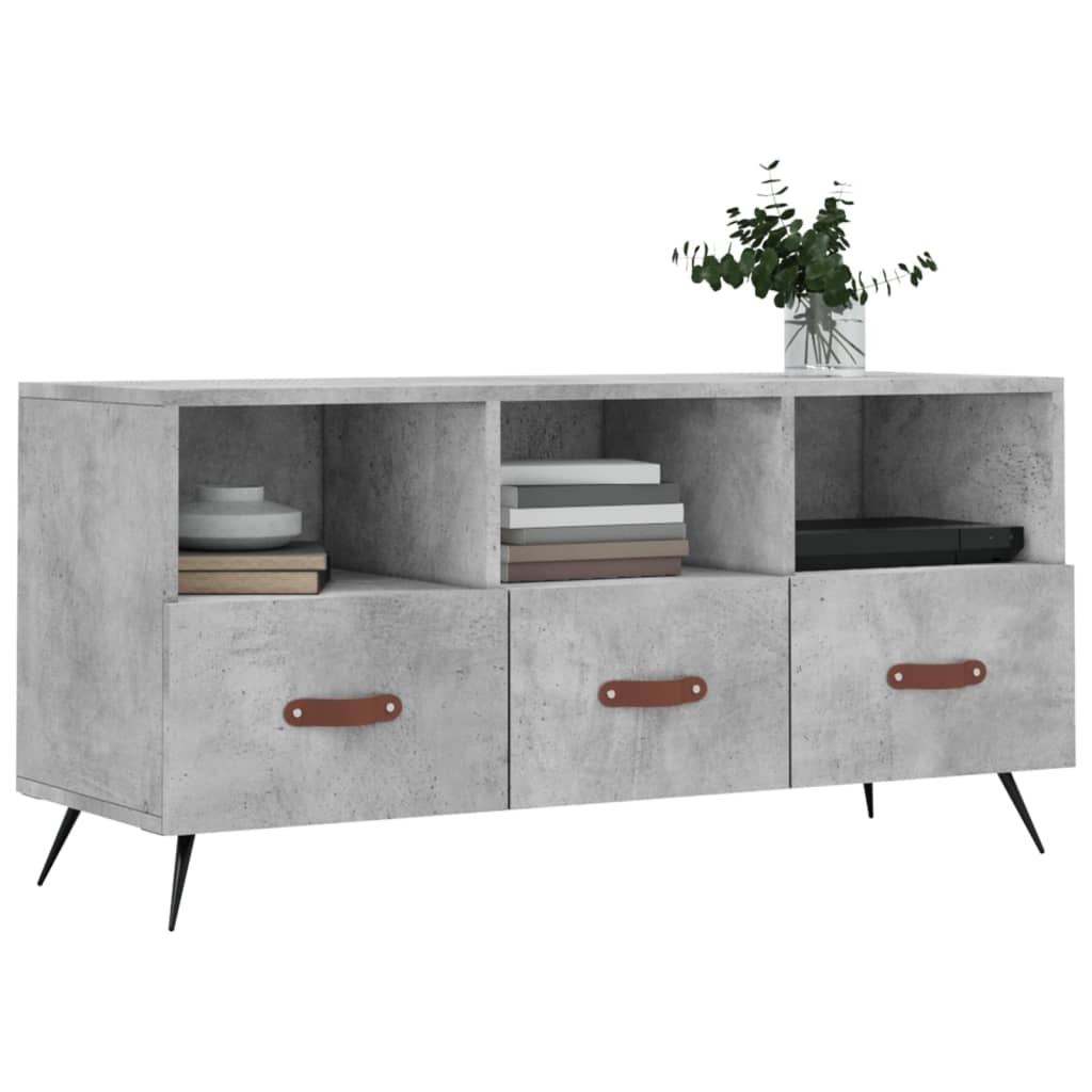 Meuble TV gris béton 102x36x50 cm bois d'ingénierie - XIOS