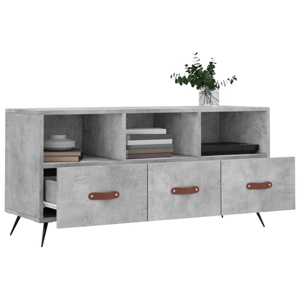 Meuble TV gris béton 102x36x50 cm bois d'ingénierie - XIOS