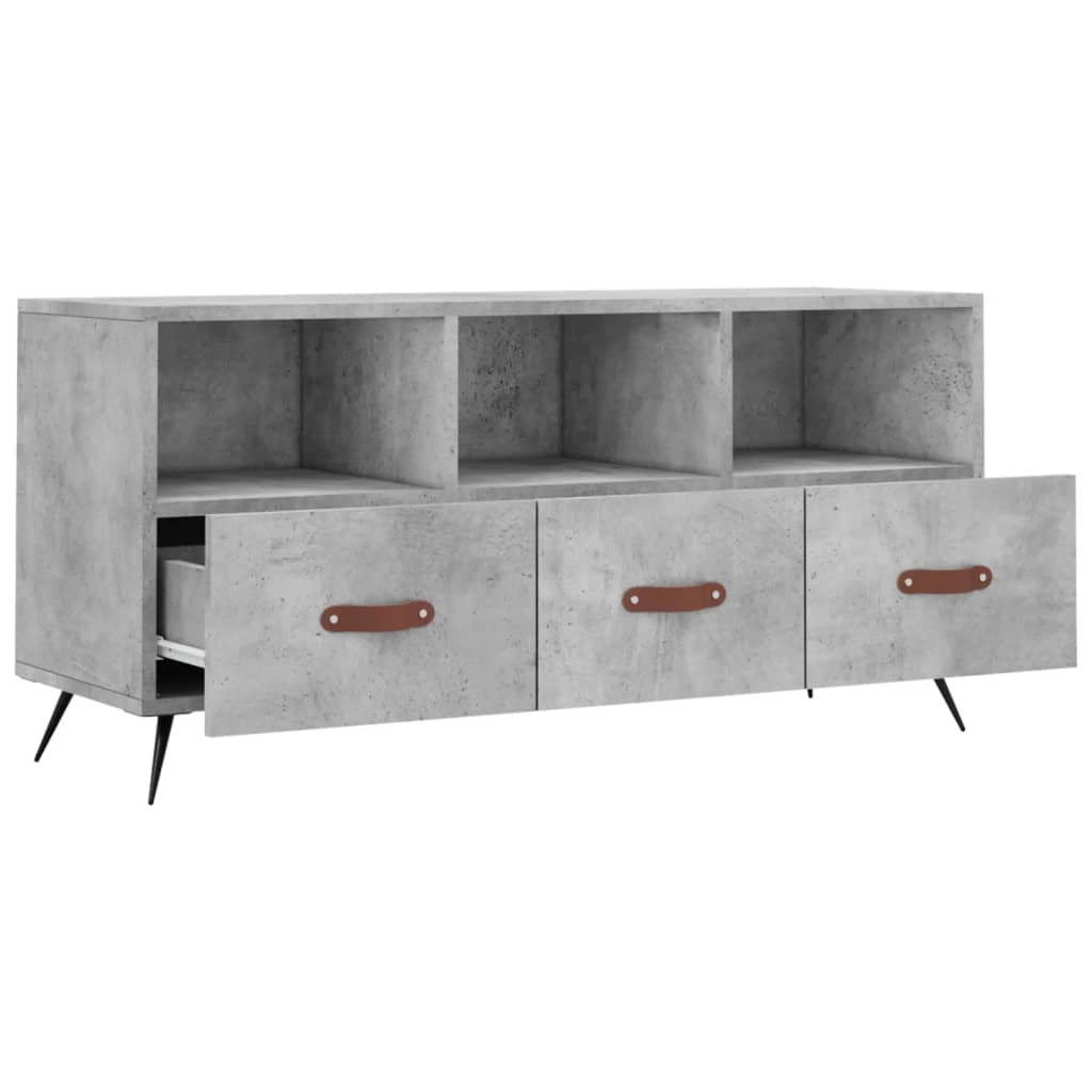 Meuble TV gris béton 102x36x50 cm bois d'ingénierie - XIOS