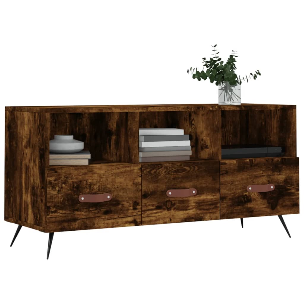 Meuble TV chêne fumé 102x36x50 cm bois d'ingénierie - XIOS