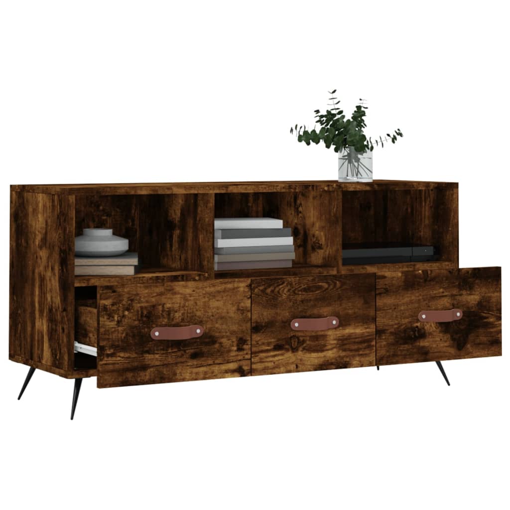 Meuble TV chêne fumé 102x36x50 cm bois d'ingénierie - XIOS